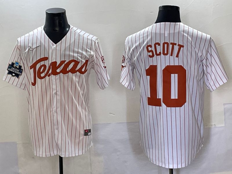 Men Texas Longhorns #10 Scott White stripe Nike joint Name NCAA 2025 Jersey style 14